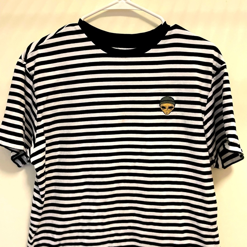 SUCC Lil Mayo Black and White striped shirt